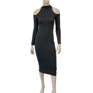 Clayton Revolve Dress Womens Small Long Sleeve Cold Shoulder Midi Ashtyn NWT